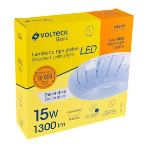 Volteck Luminario LED 15W plafón decorativo espiral luz cálida,BASIC