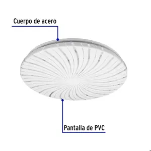 Volteck Luminario LED 18W plafón decorativo espiral luz de día,BASIC