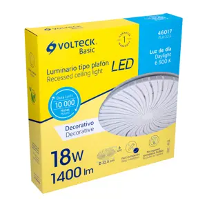 Volteck Luminario LED 18W plafón decorativo espiral luz de día,BASIC