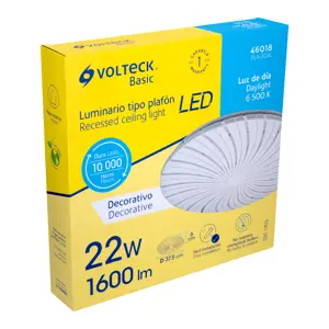 Volteck Luminario LED 22W plafón decorativo espiral luz de día,BASIC