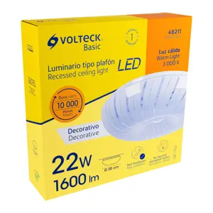 Volteck Luminario LED 22W plafón decorativo espiral luz cálida,BASIC