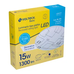 Volteck Luminario LED 15W plafón decorativo cuadros luz de día,BASIC