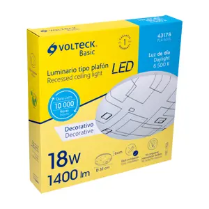 Volteck Luminario LED 18W plafón decorativo cuadros luz de día,BASIC