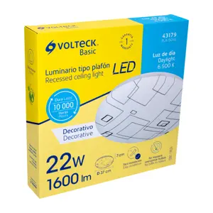 Volteck Luminario LED 22W plafón decorativo cuadros luz de día,BASIC