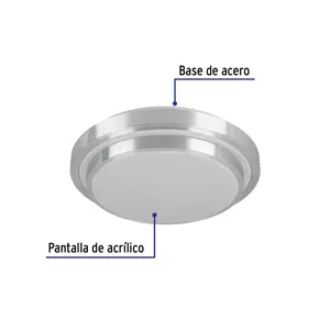 Volteck Luminario LED 22W plafón decorativo metálico, luz día,BASIC