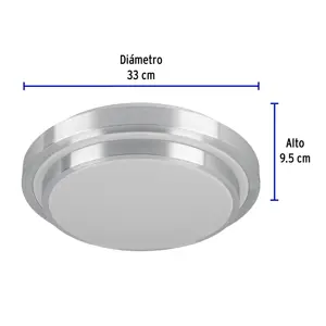 Volteck Luminario LED 22W plafón decorativo metálico, luz día,BASIC