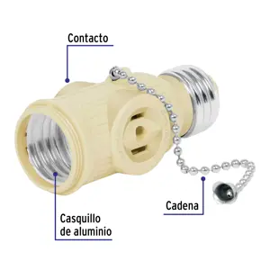 Portalámpara de baquelita, con interruptor de cadena,Volteck