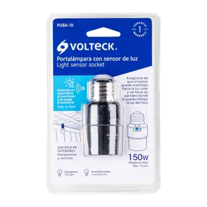 Portalámpara de PVC, con sensor de luz, Volteck