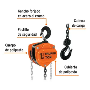 Polipasto de cadena de 1-1/2 ton, Truper