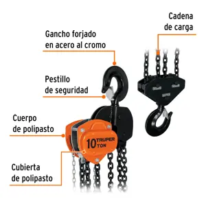 Polipasto industrial de cadena, 10 toneladas, Truper