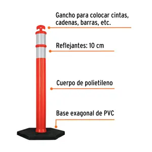 Truper Poste delimitador de 115 cm de alto con base y reflejante