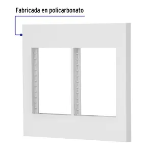 Volteck Placa 2 ventanas, 6 módulos, línea Española, color blanco