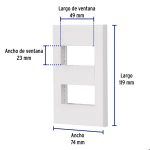 Volteck Placa 2 ventanas, 1 módulo, línea Española, color blanco