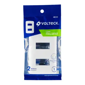 Volteck Placa 2 módulos de ABS, línea Italiana, color blanco