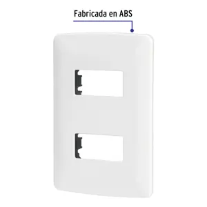 Volteck Placa 2 módulos de ABS, línea Italiana, color blanco