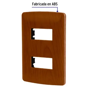 Volteck Placa 2 módulos de ABS, línea Italiana, acabado madera