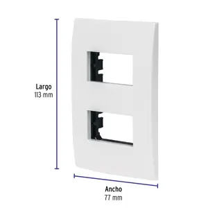 Placa 2 módulos de ABS, línea Oslo, color blanco, Volteck