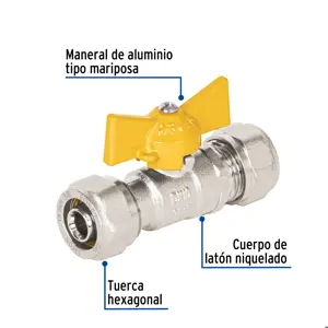 Válvula esfera para PE-AL-PE, 3/8