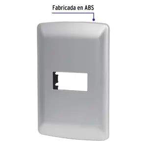 Placa 1 módulo de ABS, línea italiana, color plata, Volteck