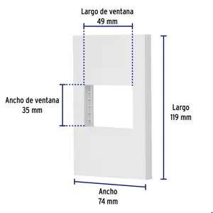 Volteck Placa 1 ventana, 1.5 módulos, línea Española, color blanco