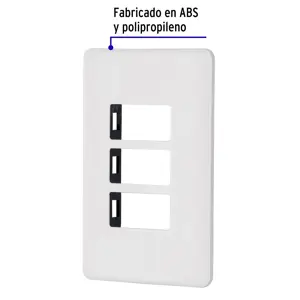 Placa 3 módulos de ABS, blanca, Volteck Basic