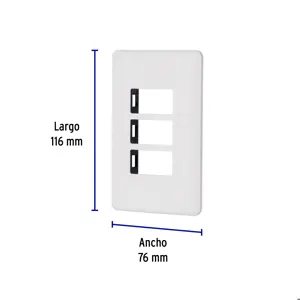 Placa 3 módulos de ABS, blanca, Volteck Basic