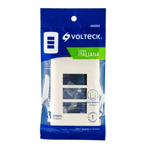 Volteck Placa 3 módulos de ABS, línea Italiana, color marfil