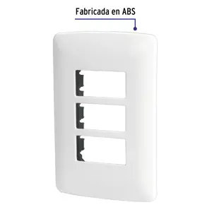 Volteck Placa 3 módulos de ABS, línea Italiana, color blanco