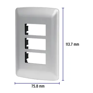 Placa 3 módulos de ABS, línea italiana, color plata, Volteck