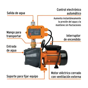 Bomba presurizadora jet hierro 1 HP con control, Truper