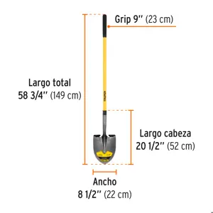 Truper Pala redonda Tru Pro, mango largo de fibra de vidrio 48