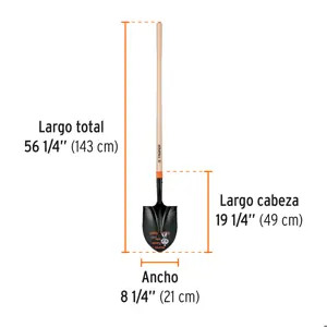 Pala redonda T-2000, mango largo 45