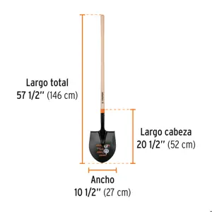 Pala redonda # 4 T-2000, mango largo 45