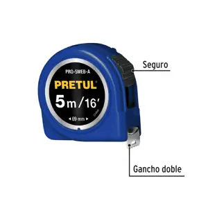 Flexómetro azul 5 m cinta 19 mm, en tarjeta, PRETUL