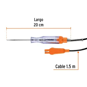 Truper Probador de circuitos de corriente directa 20 cm, c/caimán