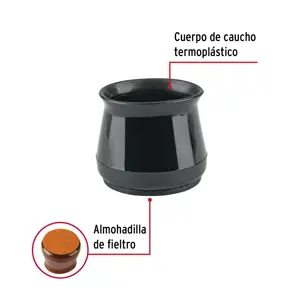 Hermex Caja con 24 protectores para patas de silla, negro