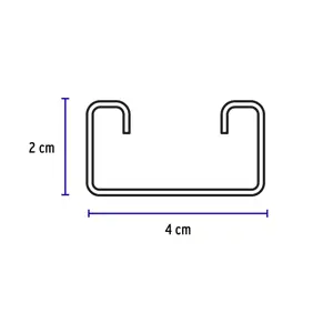 Perfil unicanal perforado de 3 m, 4 x 2 cm, cal. 14, Volteck