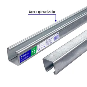 Perfil monocanal sólido de 3 m, 4 x 4 cm cal. 14, VOLTECK