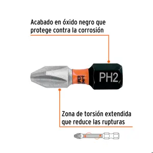 Truper Estuche con 5 puntas de cruz PH2 de impacto largo 1