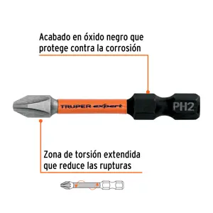 Truper Estuche con 15 puntas de cruz PH2 de impacto largo 2