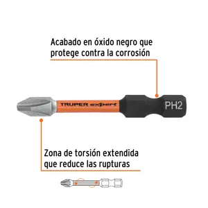 Truper Estuche con 50 puntas de cruz PH2 de impacto largo 2