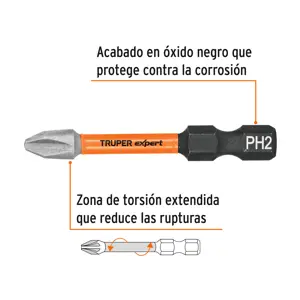 Estuche con 5 puntas de cruz PH2 de impacto largo 2