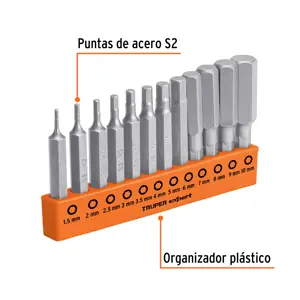 Juego de 12 puntas hexagonales mm largo 2