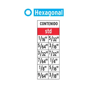 Juego de 12 puntas hexagonales std largo 2