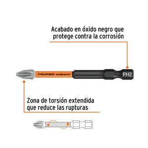 Estuche con 5 puntas de cruz PH2 de impacto largo 3