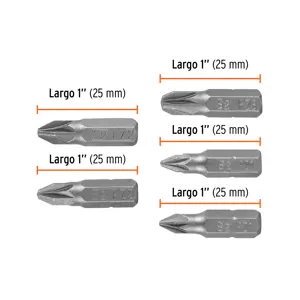 Estuche con 5 puntas pozidriv combinadas largo 1