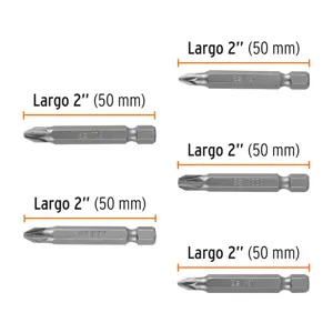 Estuche con 5 puntas pozidriv combinadas largo 2