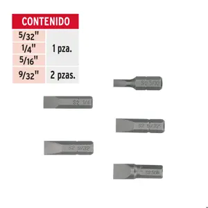 Juego de 5 puntas planas combinadas largo 1