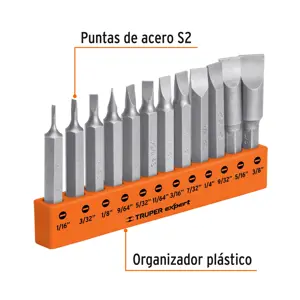 Juego de 12 puntas planas std combinadas largo 2