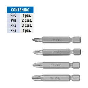 Estuche con 7 puntas de cruz combinadas largo 2